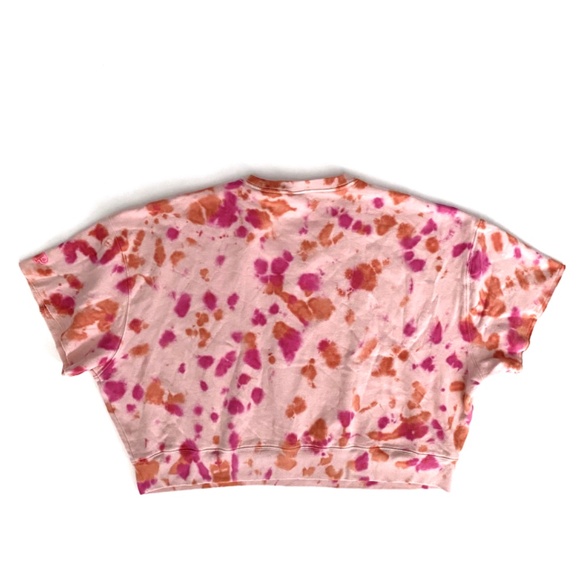 PINK Victoria's Secret Sweater Shirt Short Sleeve Tie Dye Oversized Cropped Nwt - Picture 2 of 2